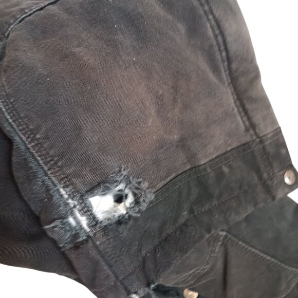 XL Short Carhartt Black Insulated Bib Overalls 3M Thinsulate 104031-blk DISTRESS - Picture 10 of 12